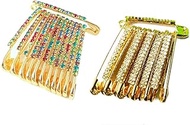 Multistones and Double Line Diamonds Designer Safety pin or Saree pin Set - 24 Pcs