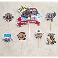 Topper toper decoration skewer cake rice cake tumpeng pudding birthday happy birthday character bt21