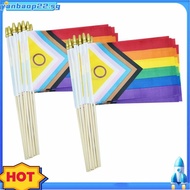 50 Pack Intersex Progress Gay Pride Stick Flag Small Mini Rainbow Hand Held LGBTQ Flags,5x8 Inch