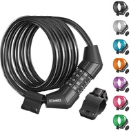 Titanker Bike Lock Cable, 4 Feet Bike Cable Lock Basic Self Coiling Kids Bike Lock Combination with 