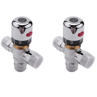 2X Solid Copper 3-Way Thermostatic Mixing Valve 3/4 Inch Solar Water Heater Valve Regulating Tempera