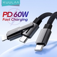 KUULAA USB C-cable three in one USB-C cable 60W USB-C charger cable Type-C to Lightning and Type-C multi line fast charging data transfer cable suitable for iPhone and Android