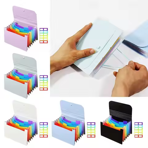 Fashion 7 Layer A6 File Folder Large Capacity Waterproof Organ Bag with Index Tabs Documents Organiz