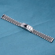 For Seiko Fossil 20mm 22mm Silver Stainless Steel Replacement Wrist Watch Band Strap Bracelet Jubilee with Oyster Clasp