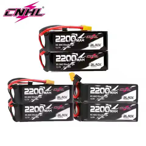 2PCS CNHL 3S 11.1V Lipo Battery 2200mAh 30C 70C With XT60 Plug For RC Airplane Helicopter Quadcopter