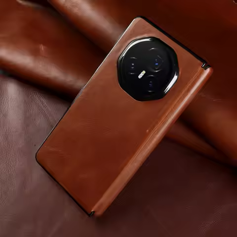 Vintage Central Axis Design Genuine Leather Case For Honor Magic V5 V3 Vs3 V2 Vs2 Aesthetic Oil Wax 