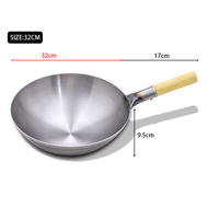 Konco Handmade Iron Woks Light Woks for restaurant Chinese Traditional Cooking Pots with wooden Handle Chief Fast Cooking wok Iron Pans Gas cooker