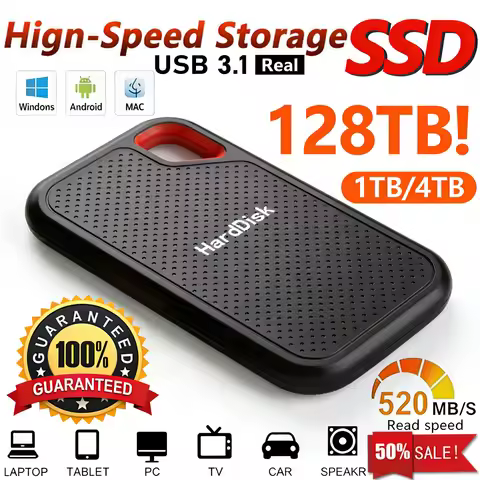 【Brand+】128TB Efficient Hard Drive 4TB High-speed External SSD 2TB Portable SSD USB3.2 Solid State D