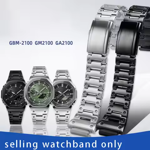 Stainless steel watchband for Casio GBM-2100/GM2100 metal octagonal steel strip Stainless steel watc