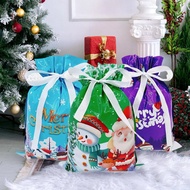 Large Gold Silver Goods Cookies Candy Packaging Bag for Christmas Drawstring Merry Christmas Santa C
