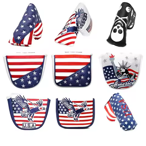USA Stars and Stripes Magnetic Closure Golf Mallet Blade Putter Head Covers for Odyssey Scotty Camer