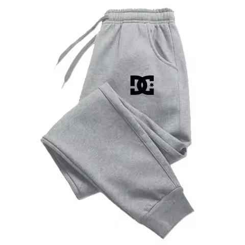 Men's Autumn Winter Fleece Joggers, Fashion Printed Casual Sports Pants with Pockets for Gym, Runnin