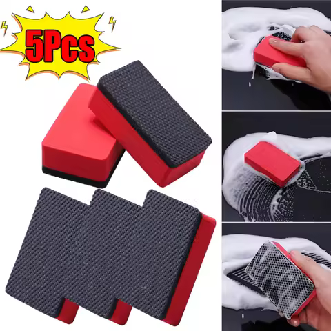 5Pcs Car Cleaning Eraser Clay Bar Pad Sponge Block Waxing Polishing Pad Car Cleaning Tools Auto Deta