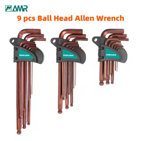 9 pcs Hex Key Allen Wrench Set SAE Metric Long Arm Ball End Hex Key Set Tools Hexagon Wrench Industr