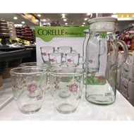 Hot Item Corelle Coordinate Country Rose 5pc Jug Set/ Corelle Glass Jug And Cup Set