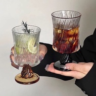 300ml Goblet Retro Glass Creative Red Wine Glass Embossed Juice Glass