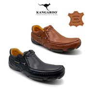 Kangaroo Original Genuine Cow Leather Men’s Loafer Shoes 9671 Black / Mid Brown