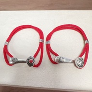 Vintage Ethnic Style Niche Design Peony Fu Character Braided Six Sons Ruyi Cloud Bracelet for Women 