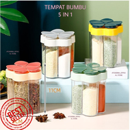 KOTAK BUMBU DAPUR 5 SEKAT / RAK BUMBU 5 IN 1 / KOTAK BUMBU SEASONING BOX / TEMPAT BUMBU 5 IN 1