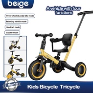 Beige Kids Tricycle Bicycle Toddler 5 in 1 mode Children Bike Balance 3 Wheels Balance Bicycle Multi