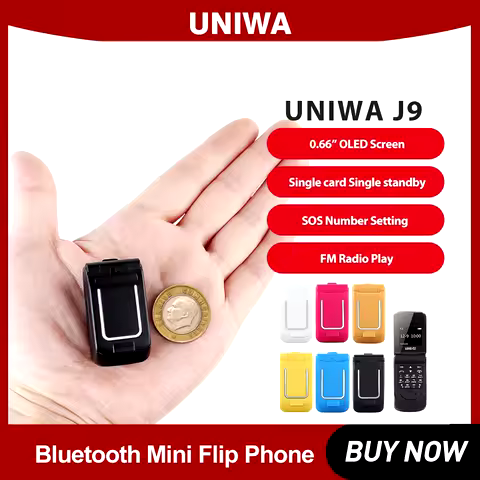 UNIWA-Mini Flip Mobile Phone with Push Button, Wireless Bluetooth Dialer, FM Magic Voice, Handsfree 