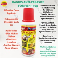 Danios ANTI-PARASITE 110ml (Red Cap Bottle) for Diseases like Gill Fluke Skin Fluke Velvet AnchorWor