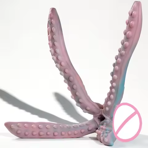 GEEBA Colorful Fantasy Siliocne Male Masturbator Pocket Pussy Man's Onahole With Four Long Anal Plug