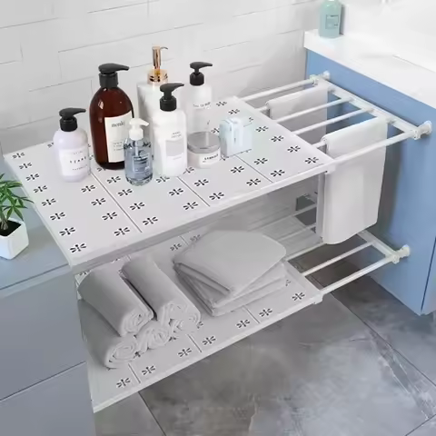Extendable Closet Shelf Adjustable Storage Rack Closet DIY Wardrobe Divider for Cabinet Tool Tension