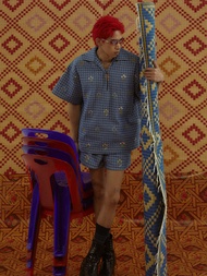 Kloset Design Embroidered Denim Shorts (SS24-PM003) กางเกงขาสั้นผ้าคอตตอน