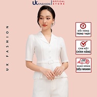 Áo Ký Giả Peplum Dập Ly UK Fashion Thiết Kế Tay Ngắn Bo Eo Điệu, Chất Liệu Nhập Hàn Mềm Mịn NKFSM2110001