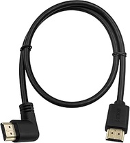 Poyiccot HDMI 2.0 Male to Male Cable 90 Degree, 2 Feet / 60cm Gold Plated High Speed HDMI Male to Ma