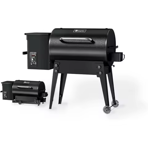 Portable Electric Wood Pellet Grill & Smoker with oldable Legs, 456 SQ.IN Grill acity, 18LB Hopper, 