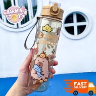 800ml Botol Air Capybara Water Bottle Kids Straw Birthday Gift Bottle Kids Travel School Cup