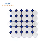 Octagon Mosaic Cobalt Blue and White Series / Ceramic Tile For Backsplash, Bathroom  - bina_ceramic.