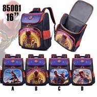 New... 16 Inch Spiderman Cartoon Bag Backpack Kids School Bag Embossed Double Decker Bag Import FBJ