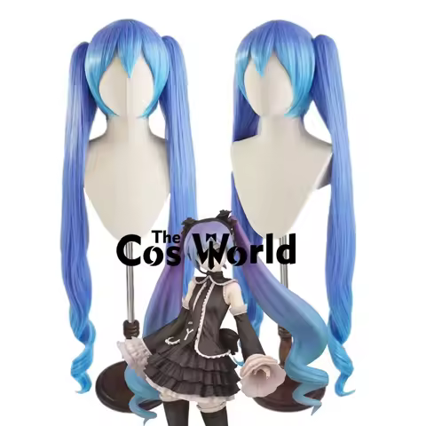 Miku Gothic 120cm/47inch Long Wavy Halloween Anime Cosplay Wigs Fiber Heat Resistant Synthetic Hair 