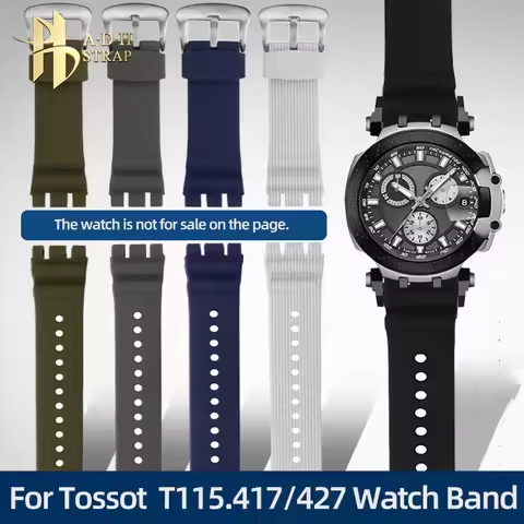 For Tissot 1853 Racing Series T115417A Men's Rubber Watch Accessories T115427 Silicone Watch Chain 2