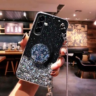 Ốp điện thoại cho Samsung A17 5g A07 4G A07 LTE với Khung thời trang dài dây đeo sequin lấp lánh Thi