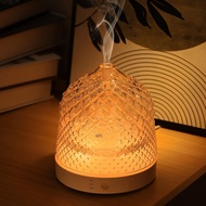 Glass Essential Oil Diffuser, 200ml Ultrasonic Aroma Diffusers with Glass Reservoir Dome & White Pla