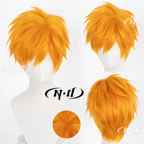 ND Ichigo Kurosaki Cosplay Wigs Hairpiece Bleach Anime Cosplay Hair Wigs Heat Resistant for Hallowee