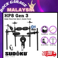 Sudoku Home Practice HP8 Gen 3 Mesh Black Electronic Drum Set With Accessories ( HP 8 HP-8 )