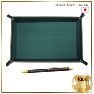 Mos Green Cowhide Pen Tray Standard Size Metal Straight Knock Double Anodized Black Grid Ball Pen Se
