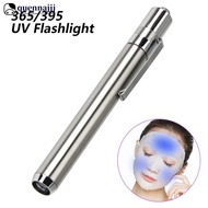 QUENNA 365/395nm Stainless Steel Mini Pocket Lamp Led 365/395 UV Flashlight Torch Ultra Violet Light