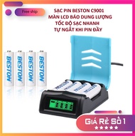 Bộ sạc pin AA/AAA Beston C9001 (không kèm pin) sạc nhanh có màn LCD báo dung lượng pin