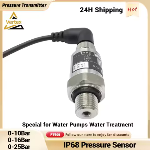 DC24V Pressure Transducer Water Pump Sensor Pressure Transmitter 0-2.5Mpa 0-25Bar IP68 PT506 Variabl