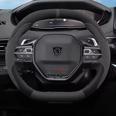 Suede Leather Car Steering Wheel Cover for Peugeot 508 308 SW E-208 208 E-408 408 GT 2021 2022 2023 