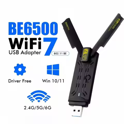 6500Mbps Wifi7 USB Adapter BE6500 2.4G&5.8G&6Ghz Wireless Network Card 802.11Be Free-Drive Wifi Adap