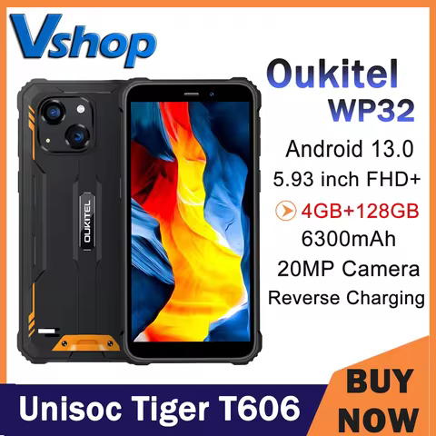 Oukitel WP32 Rugght Phone 4GB+128GB 5.93'' FHD+ Display IP68 6300mAh Android 13 Unisoc Tiger T606 Oc