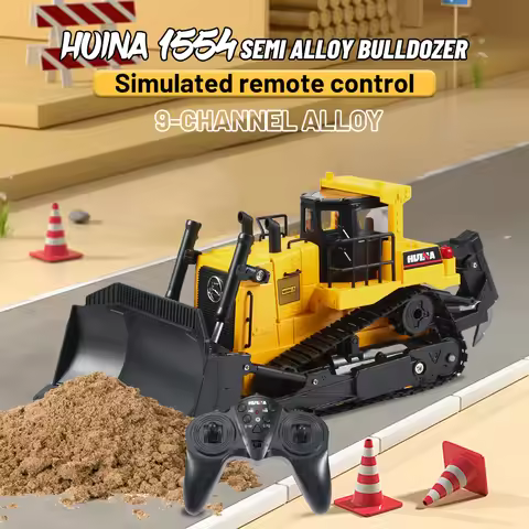 HUINA 1554 1:16 RC Truck Model Remote Controlled Bulldozer D9R 1:18 Alloy Tractor Cars Engineering C