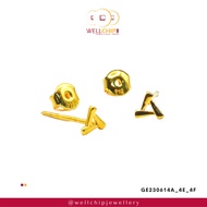 WELL CHIP Triangle Studs Earrings - 916 Gold/Anting-anting Kancing Segi Tiga - 916 Emas
